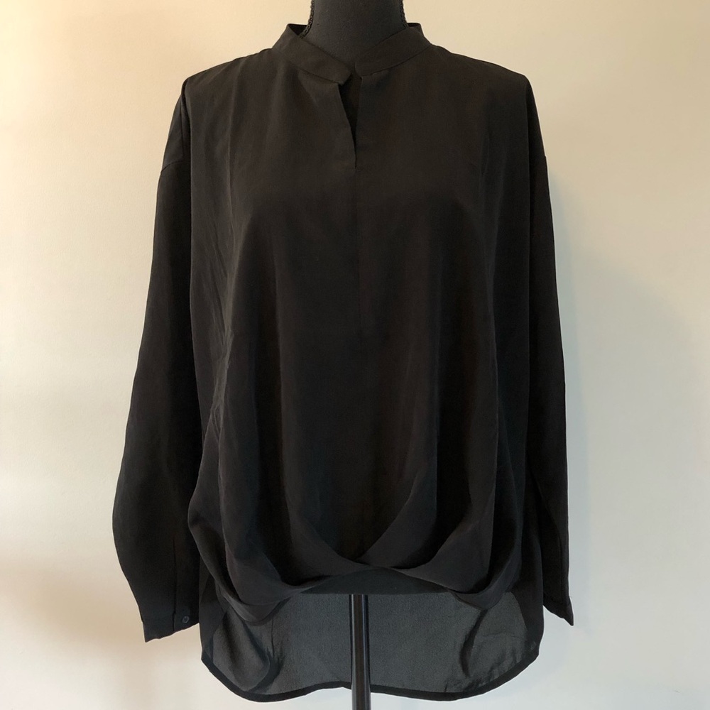 Women’s Amisu Black Long Sleeve Hi Low Blouse size S